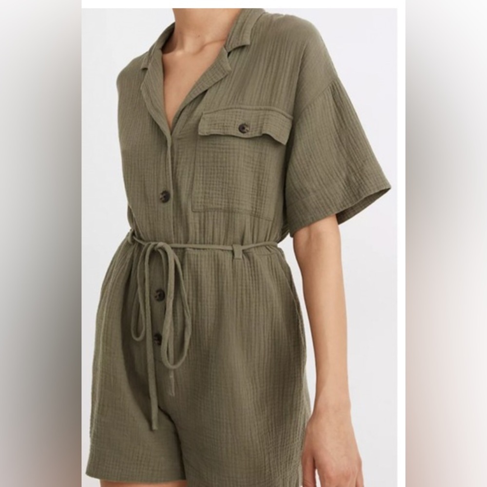 Madewell Lightspun Belted Safari Romper Size Small
